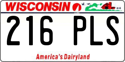 WI license plate 216PLS