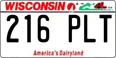 WI license plate 216PLT