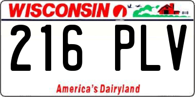 WI license plate 216PLV
