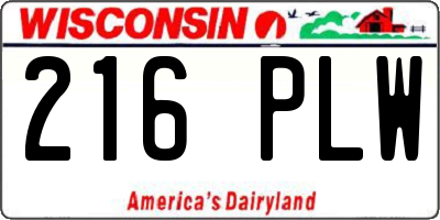 WI license plate 216PLW