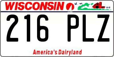 WI license plate 216PLZ