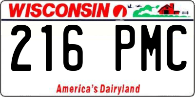 WI license plate 216PMC