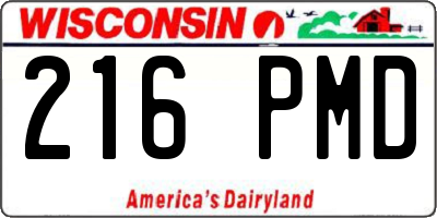 WI license plate 216PMD
