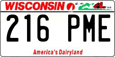 WI license plate 216PME