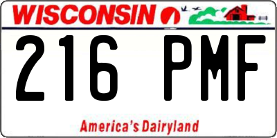WI license plate 216PMF