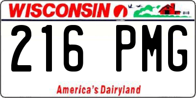 WI license plate 216PMG