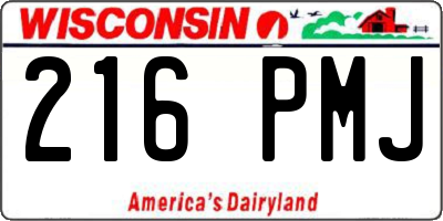 WI license plate 216PMJ