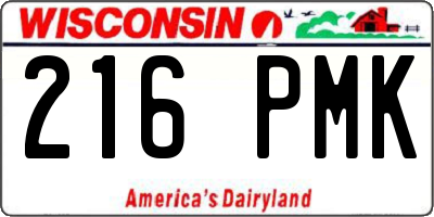 WI license plate 216PMK