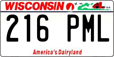 WI license plate 216PML