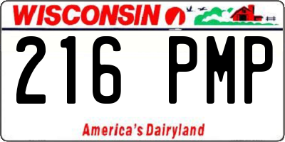 WI license plate 216PMP
