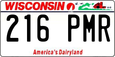 WI license plate 216PMR