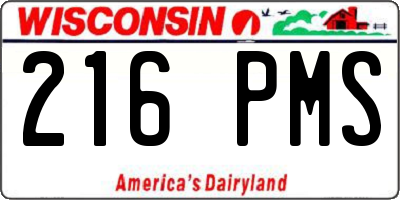 WI license plate 216PMS