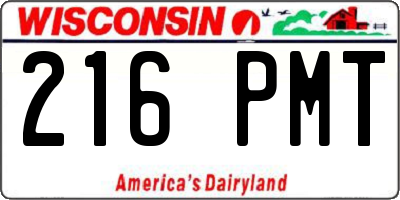 WI license plate 216PMT