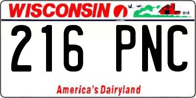 WI license plate 216PNC