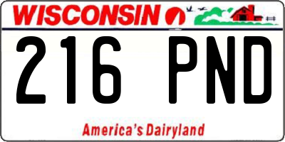 WI license plate 216PND