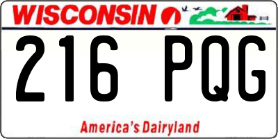 WI license plate 216PQG