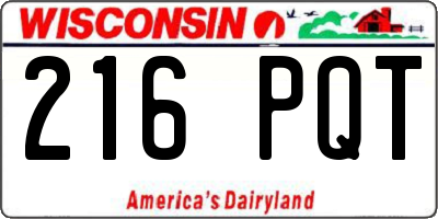 WI license plate 216PQT