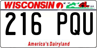 WI license plate 216PQU