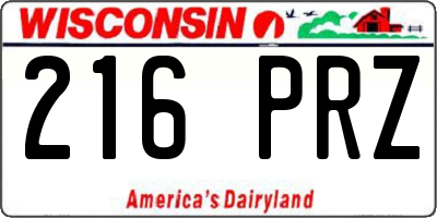 WI license plate 216PRZ
