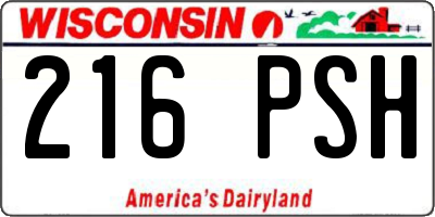 WI license plate 216PSH