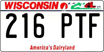 WI license plate 216PTF