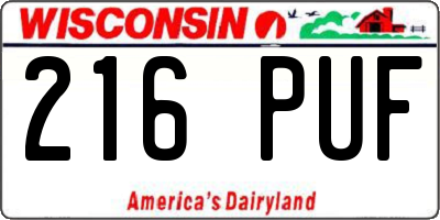 WI license plate 216PUF