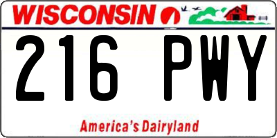 WI license plate 216PWY