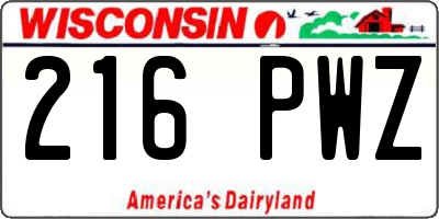 WI license plate 216PWZ