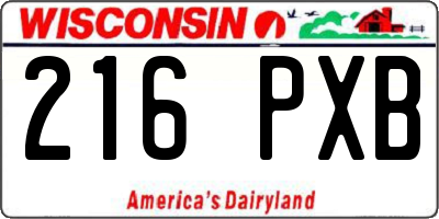 WI license plate 216PXB