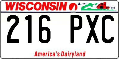 WI license plate 216PXC