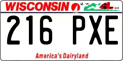 WI license plate 216PXE