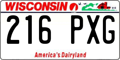 WI license plate 216PXG