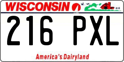 WI license plate 216PXL