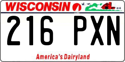 WI license plate 216PXN