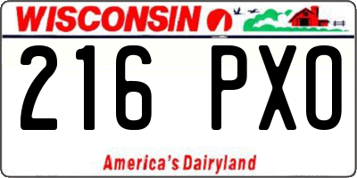 WI license plate 216PXO