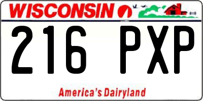 WI license plate 216PXP