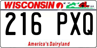 WI license plate 216PXQ