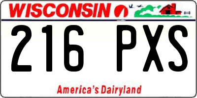 WI license plate 216PXS