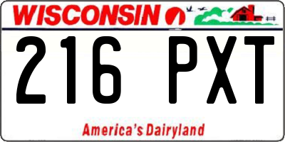 WI license plate 216PXT