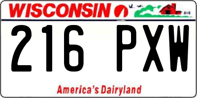 WI license plate 216PXW