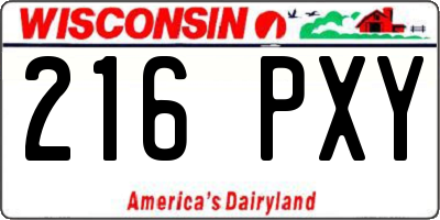 WI license plate 216PXY