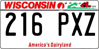 WI license plate 216PXZ