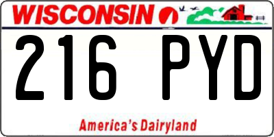 WI license plate 216PYD