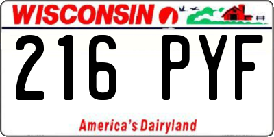 WI license plate 216PYF