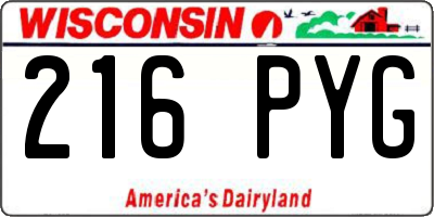 WI license plate 216PYG