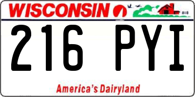 WI license plate 216PYI