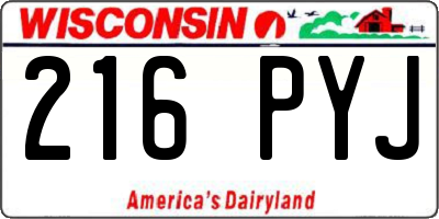 WI license plate 216PYJ