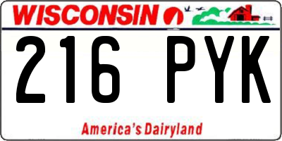 WI license plate 216PYK