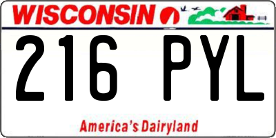 WI license plate 216PYL