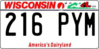 WI license plate 216PYM